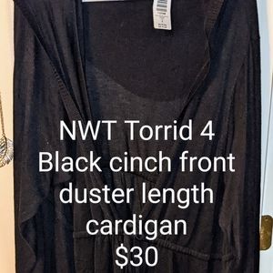 NWT Torrid Black Hooded Duster Cardigan